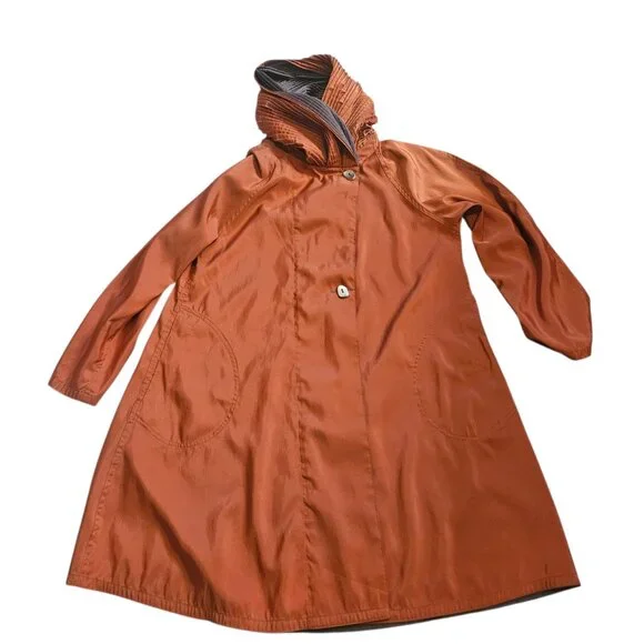 Mycra Pac Donatella Reversible Rain Jacket Hood Brown/Orange SZ 0-Petite US 6-8 - Picture 11 of 16
